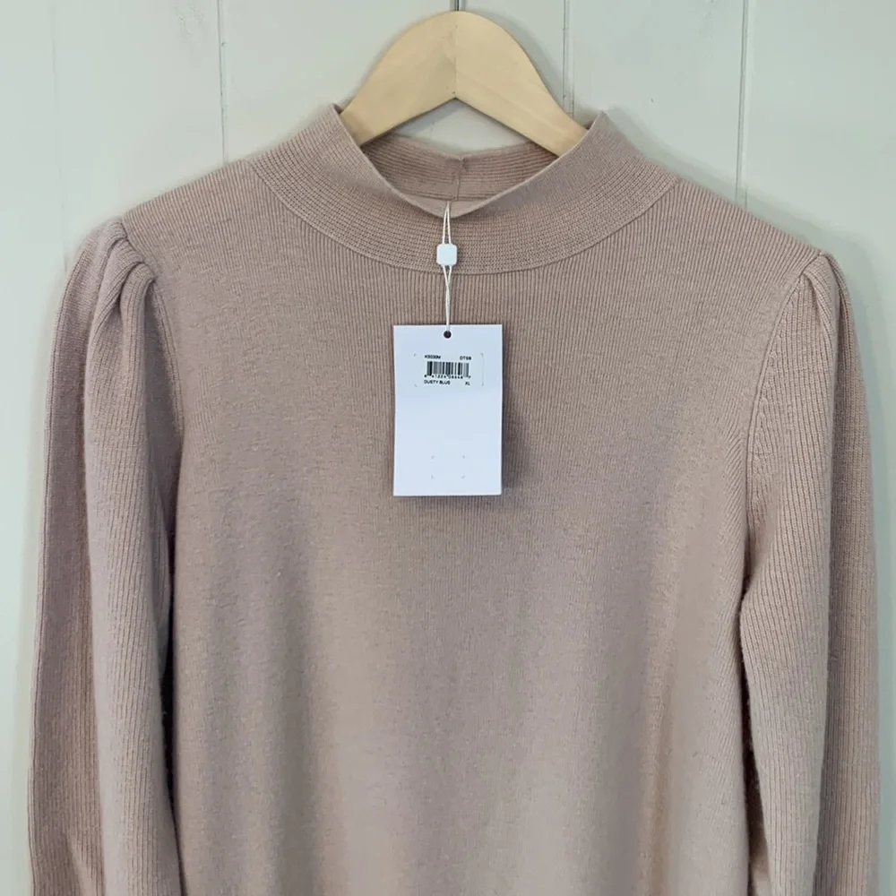 NWT Gal Meets Glam Collection Mariah Mock Neck Sweater Dress Dusty Blush Size XL